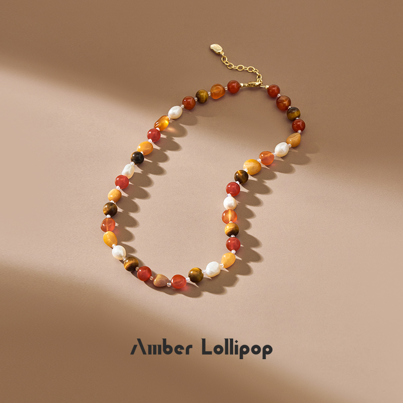 红玛瑙天然巴洛克珍珠项链女款