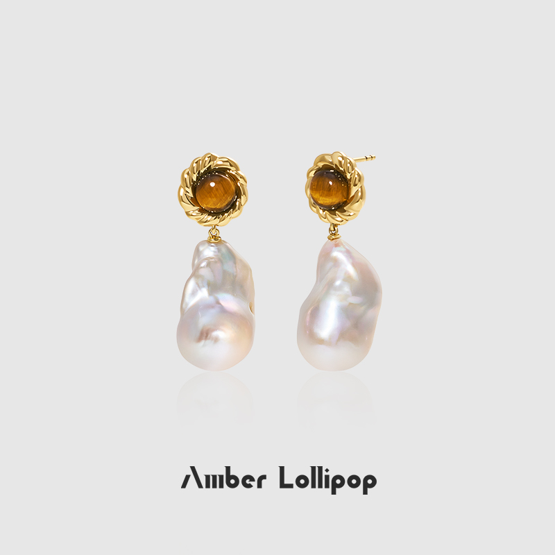 叶童同款虎眼石耳环母亲节礼物