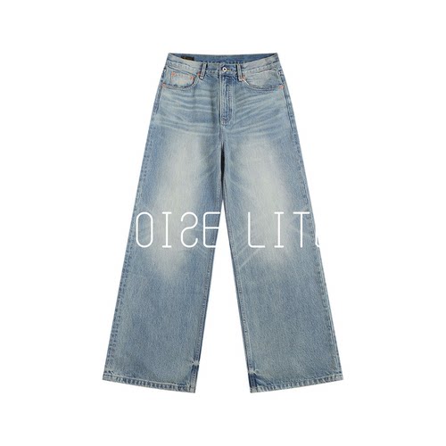 POISE LITE26SS 2026夏季水纹天空蓝水洗牛仔裤浅蓝直筒牛仔裤