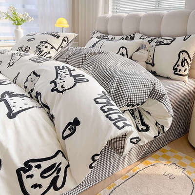 纯棉被套单件全棉150x200x230x240cm床单被罩1.5单人被单四件套