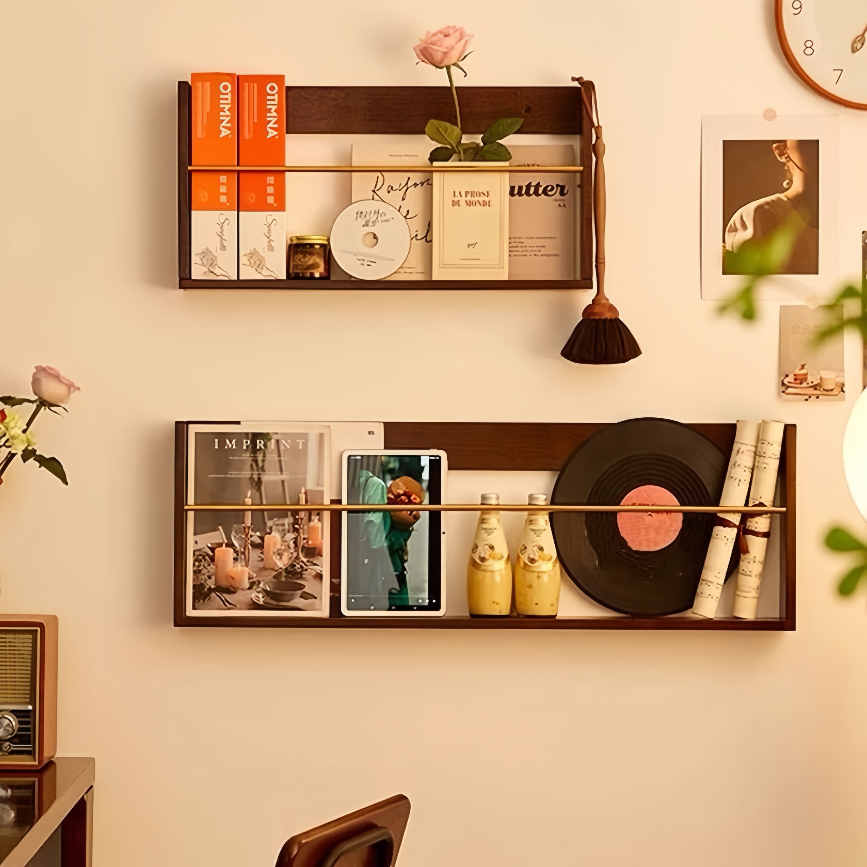 实木隔板置物架壁挂式杂志架客厅胡桃木书报架简约报刊收纳展示架,住宅家具,搁板/置物架/家用陈列架,淘宝优惠券,粉丝福利购,淘宝优惠卷