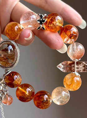 天然水晶黄幽灵魔盒黄胶花幽灵