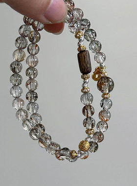 天然水晶手串黑金超七水晶手串