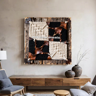 《拙织安和》复古美拉德艺术客厅装饰画侘寂风原木玄关电表箱挂画