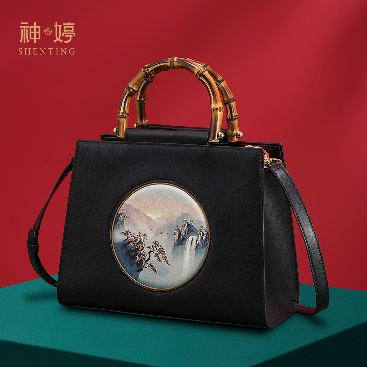 神婷新中式国风刺绣高级感手提包2026新款气质真皮女士包包妈妈包,箱包皮具/热销女包/男包,通用款女包,淘宝优惠券,粉丝福利购,淘宝优惠卷