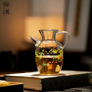 弥溪新款高硼硅玻璃壶家用创意兔戏桂香手执壶泡茶器单壶功夫茶具