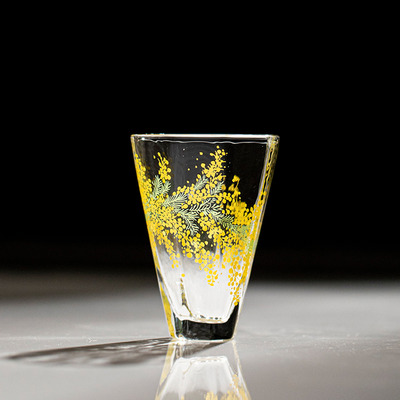 弥溪新款金百合家用女士精致晶钻杯高颜值泡茶杯耐热玻璃杯品茗杯