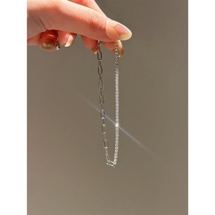 银色仿钻不对称脚链女款 气质轻奢高级感轻奢小众百搭脚环 2025新款