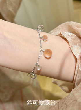 韩系冰透小圆珠白水晶手链清冷感