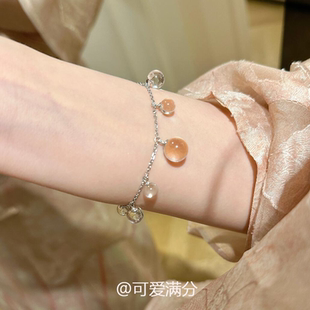 韩系冰透小圆珠白水晶手链女夏清冷感轻奢高级感时尚 百搭气质手饰