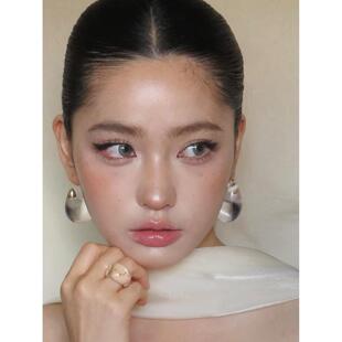 欧美风大逗号清透水滴树脂耳钉金属感百搭时尚 耳饰冷淡风夸张耳钉