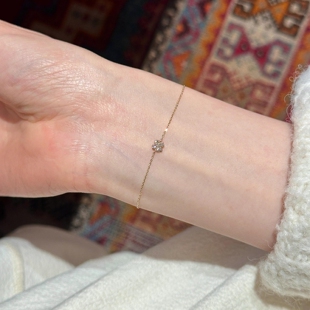 日系小心机mini仿闪钻四叶草极细手链女轻奢高级感百搭手饰不掉色