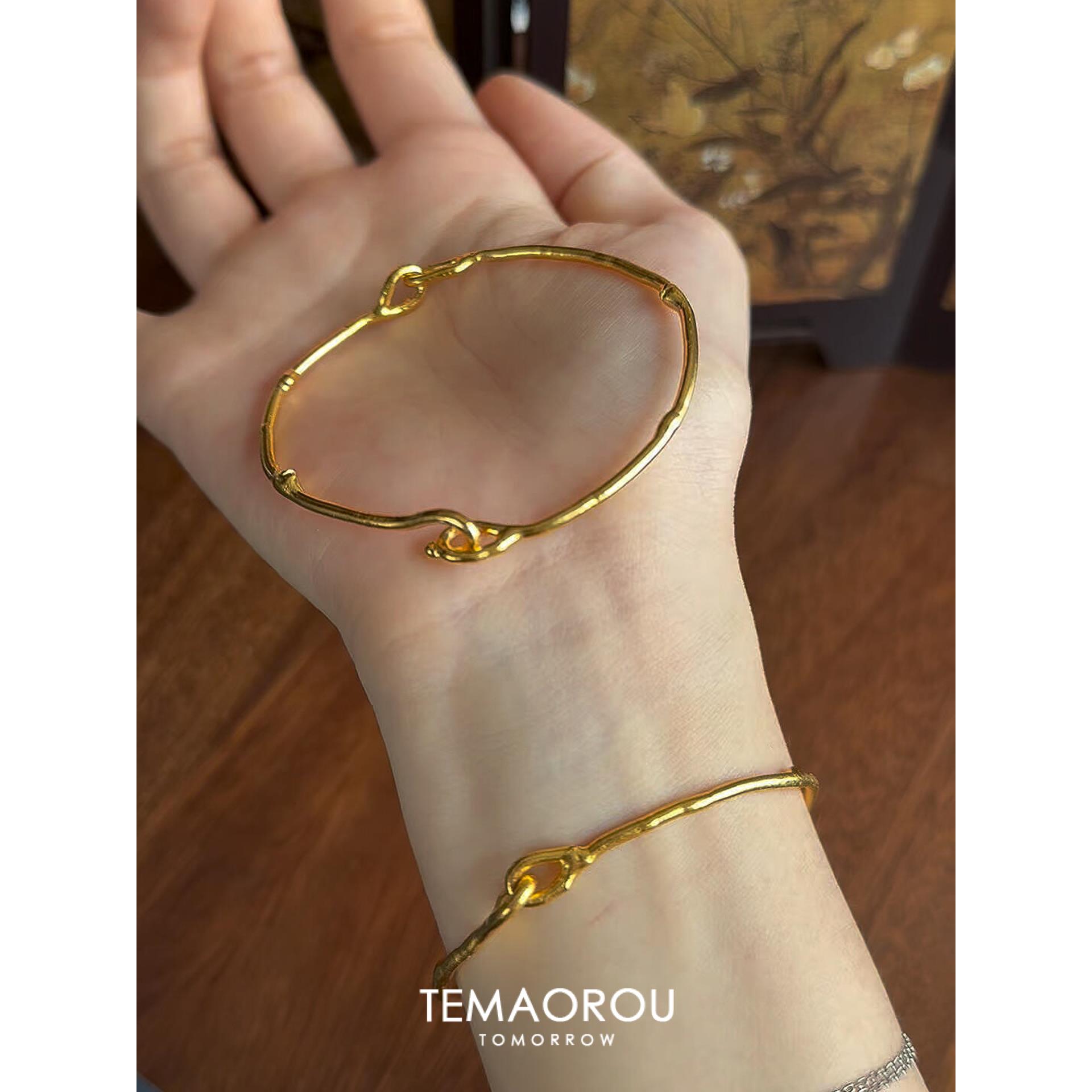 环环相扣金树枝细款手镯复古小众