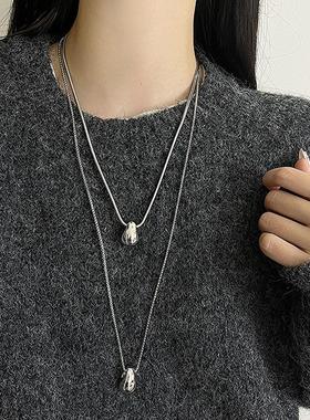 金属感水滴项链小众简约气质百搭