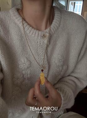 金色上上签吊牌编绳项链复古贵气