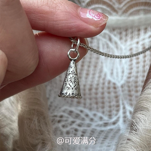 中古vintage重工雕花铃铛项链复古高级感轻奢宫廷风小众毛衣链女