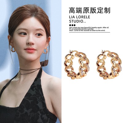 赵露思许我耀眼许妍同款金色耳圈