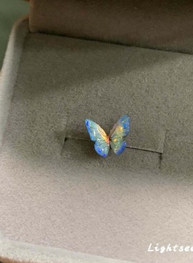 幻彩蓝色立体蝴蝶耳钉秋冬新款精致小众设计感耳饰时尚气质耳环女