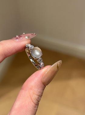 清冷感蛋面戒指小众设计轻奢气质