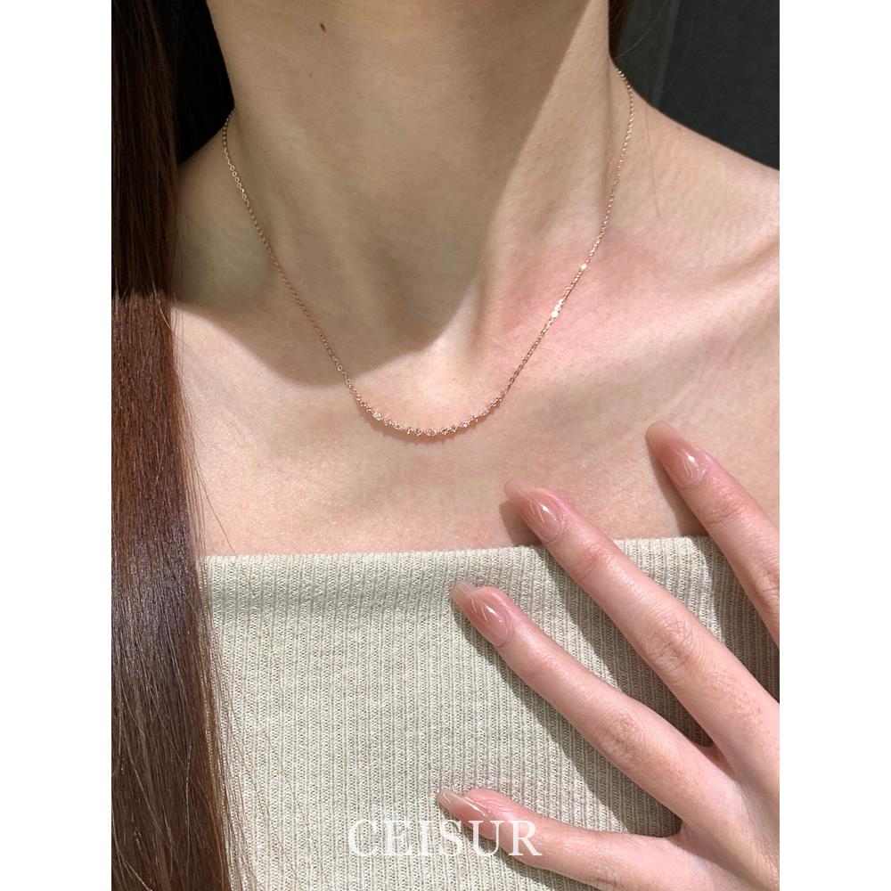 极简风微笑仿排钻项链高级感轻奢