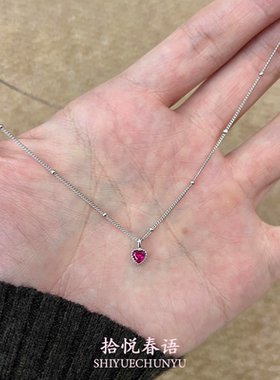 Mini粉色爱心吊坠项链甜美风气质