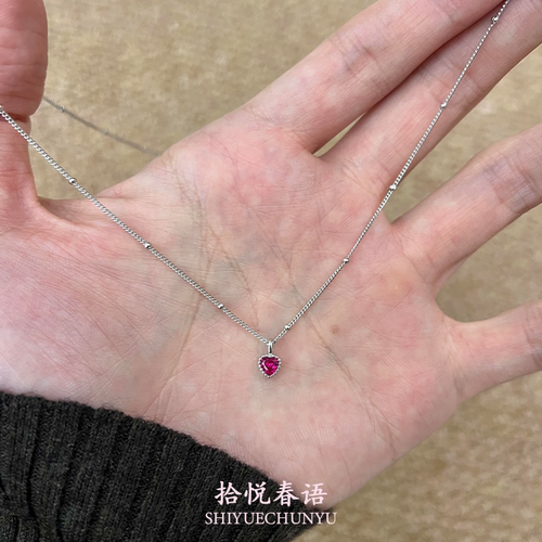 Mini粉色爱心吊坠项链甜美风气质