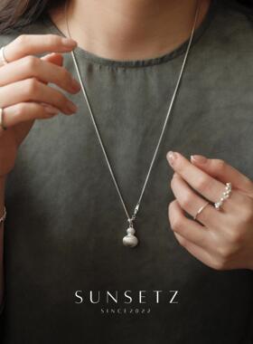 新中式磨砂感拉丝葫芦项链高级感