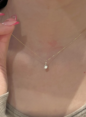 极细小水滴闪仿钻吊坠金色项链女