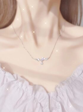 极细款银色蝴蝶项链轻奢小众时尚