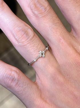 极细mini仿点钻四叶草戒指精致