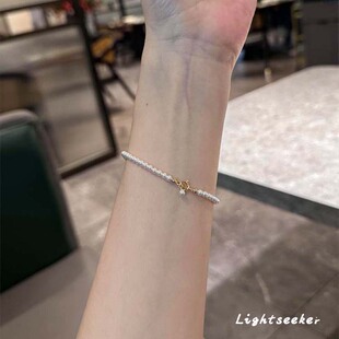 法式 仿珍珠串珠手链轻奢气质大气高级感夏天叠戴百搭小众精致手饰