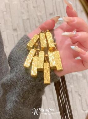 新中式金色吉言砖项链复古高级感