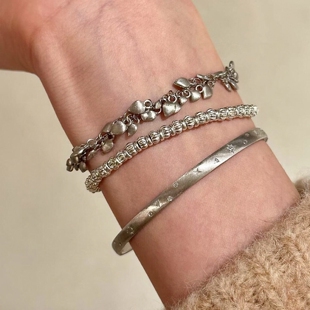 银色拉丝麦穗南瓜手串清冷感窄边精致轻奢小众设计叠戴手镯手链女