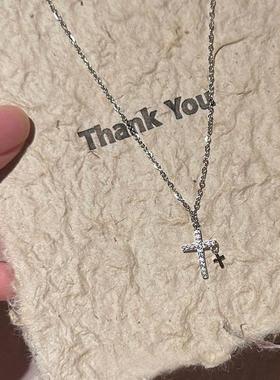 爆闪十字架项链简约复古日常百搭