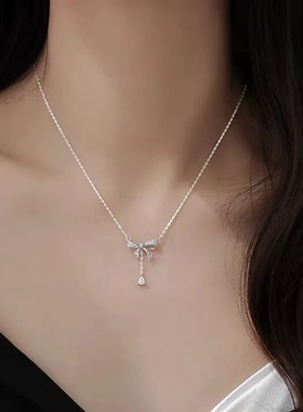 法式蝴蝶结流苏项链高级感轻奢女