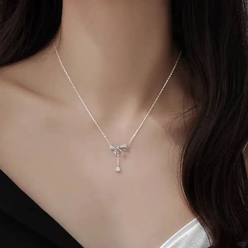 法式蝴蝶结流苏项链高级感轻奢女