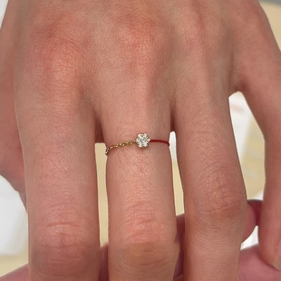 冷淡风mini仿钻极细红绳素圈戒指设计感指环轻奢简约小众食指戒女