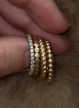 金色素圈戒指气质时尚叠戴食指戒