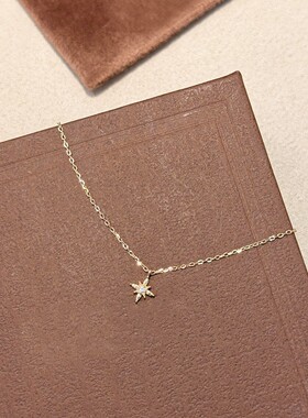 极细款迷你仿镶钻八芒星项链