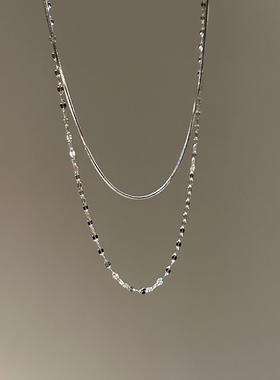 银色双层蛇骨链女款气质简约叠戴