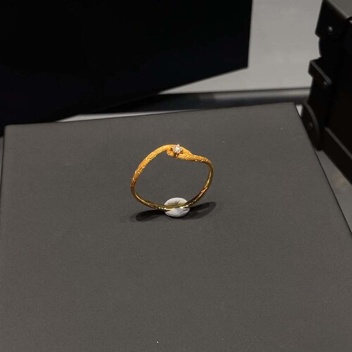 中古金色微镶闪钻拉丝灵蛇戒指