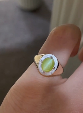 复古猫眼蛋面椭圆戒指女百搭个性