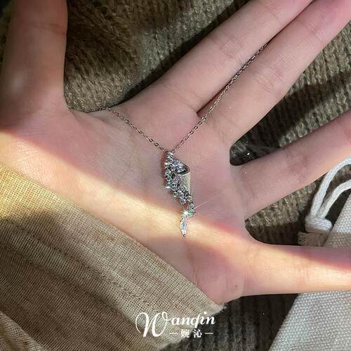 中古银色沙漏花束项链复古高级感