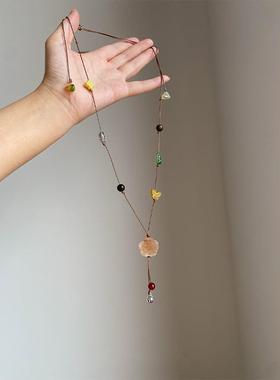 民族风编织串珠长款项链小众复古