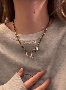 美拉德太阳花叠戴项链轻奢高级感