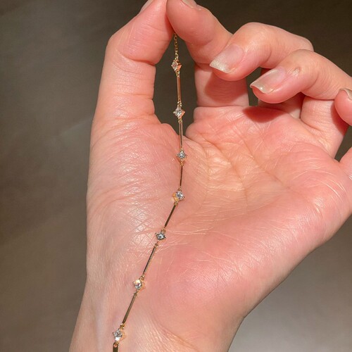 极细复古金色仿锆手链韩系高级感