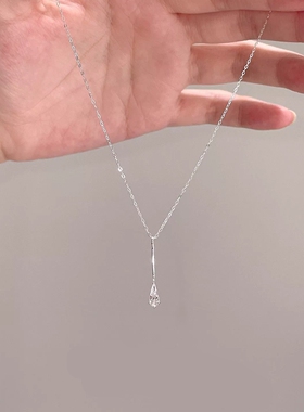 韩系冷淡风水滴闪水晶锁骨链百搭