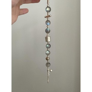 清冷感猫眼灰月光串珠手链小众复古气质独特高级感轻奢手饰手环女