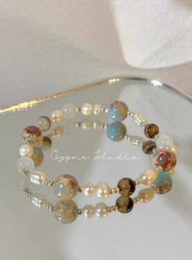 新中式寿山石手链女生气质高级感