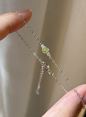 复古绿色圆形仿锆石手链清冷时尚